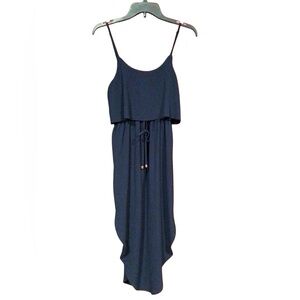 NERLEROLIAN Women's Adjustable Strappy Split Summer Beach Casual Midi Navy sz S